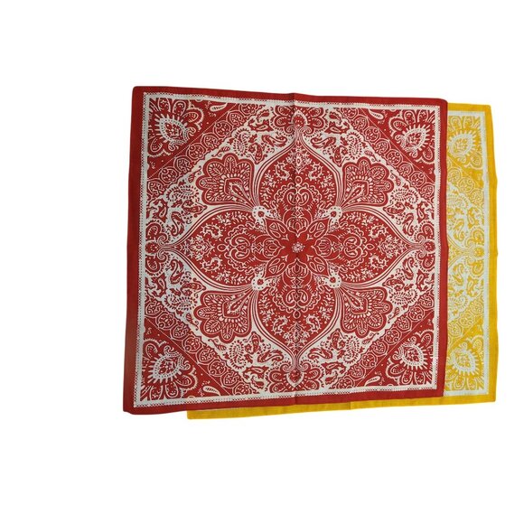 Paisley Bandanas 22"x22" Cotton Square Handkerchiefs Blue Red Yellow 3 Multicolo - Picture 8 of 12